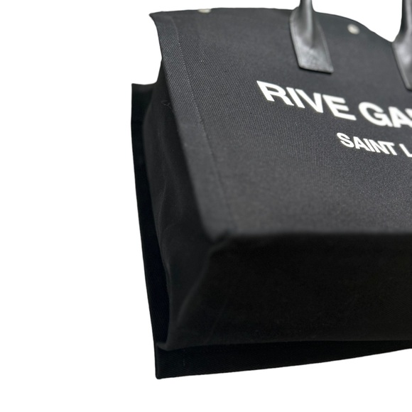 SAINT LAURENT RIVE GAUCHE LARGE BLACK CANVAS TOTE - Picture 15 of 16